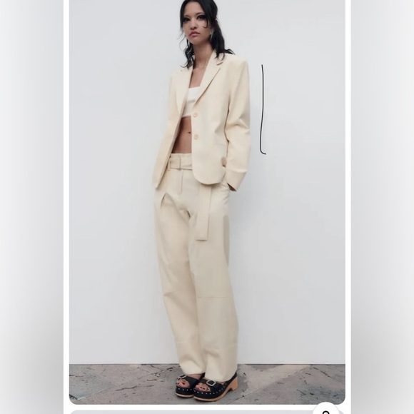 NWT Zara Cotton Cream Button Blazer - Picture 3 of 9